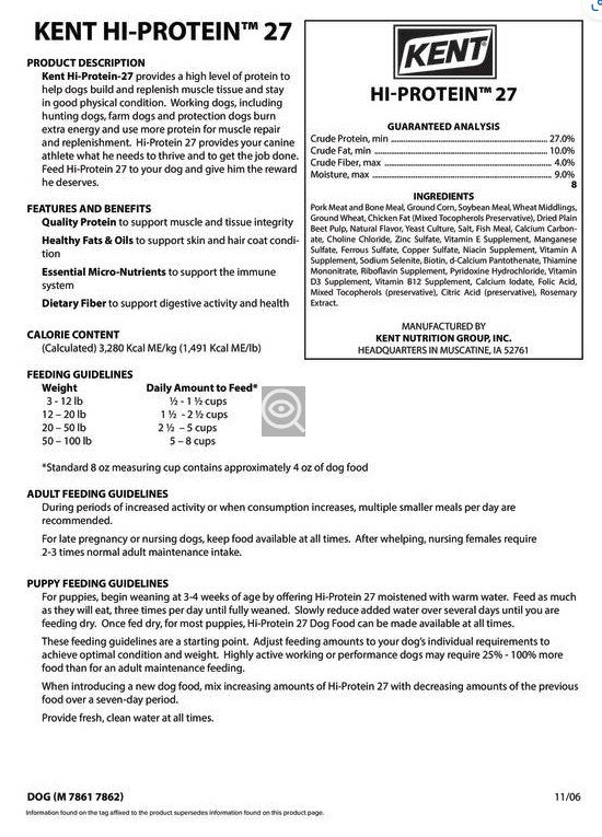 7862 HI-PROTEIN 27 DOG FOOD