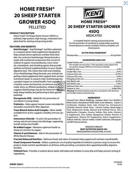 6501 HF 20 SHEEP STARTER GROWER 45DQ PELL MED
