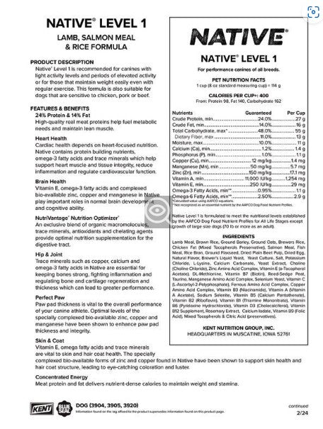 NATIVE 1 DOG FEED 3905  40#